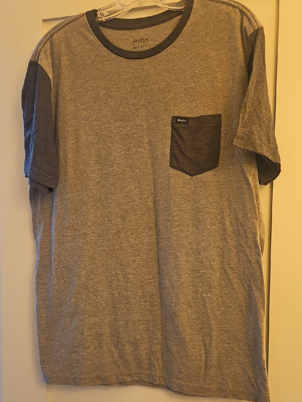 RVCA Two-Tone Gray Crew Neck Pocket Tee